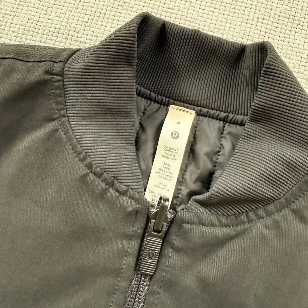 Lululemon Black Bomber Jacket 4 reversible warm fall